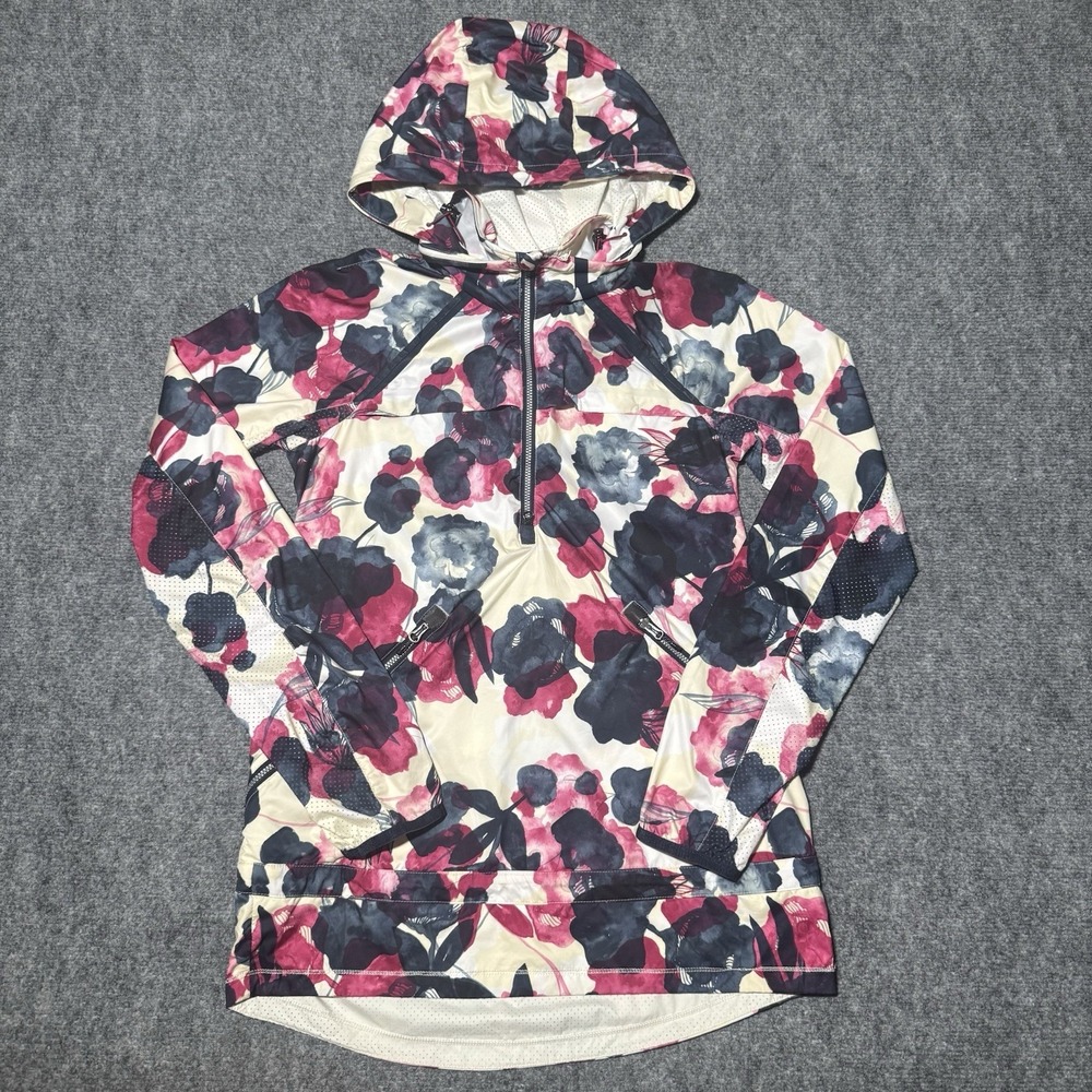 Lululemon Miss Misty Pullover 1/2 Zip Jacket Sz 4 Inky Floral Ghost Bumble Berry